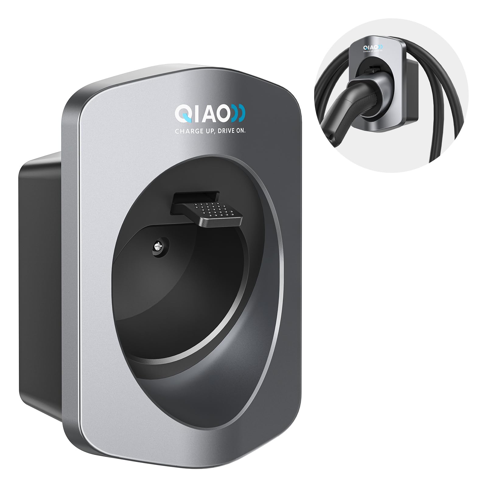 QIAO)) Typ 2 EV-Ladegeräthalterung, Wandmontage EV-Ladekabel-Organizer für Elektroautos mit Typ 2 IEC 62196-2-Steckern, Wallbox-Ladekabel-Ordnungsmanagement für den Innen- und Außenbereich von QIAO))