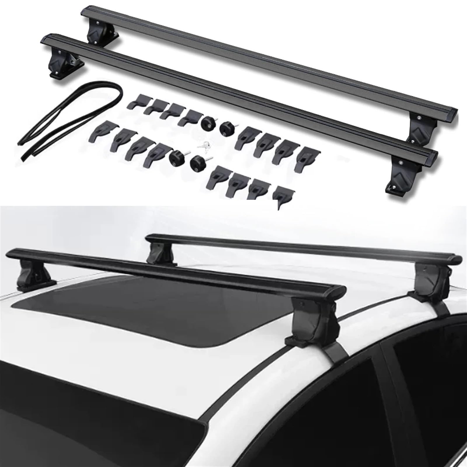 Abschließbarer Dachrelingträger, Dachgepäckträger, Limousine, Querträger, Querträger, 2 Stück, Für A7 Dachgepäckträger Aus Aluminiumlegierung Abschließbarer Dachrelingträger, Dachgepäckträger, Limousine, Querträger, Querträger, 2 Stück, Für A7 Dachgepäckträger Aus Aluminiumlegierung von QIFANB