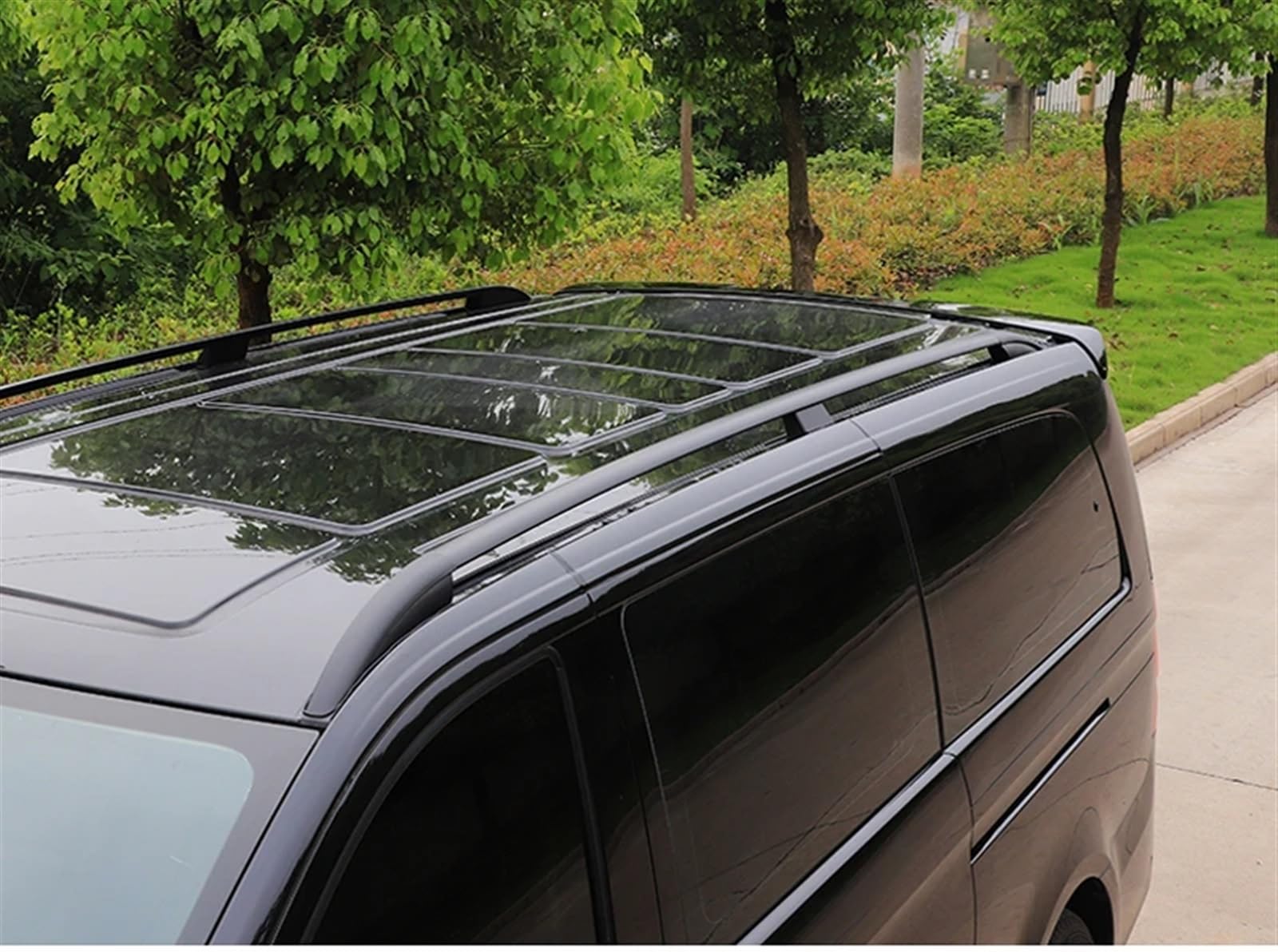 Autodachreling Dachträger Dachgepäckträger Für Benz Für VITO Für V-Klasse V260L W447 2016 2017 2018 2019 2020 2021 2022 2023 2024 2025 Dachgepäckträger Aus Aluminiumlegierung(3430mm Black) von QIFANB