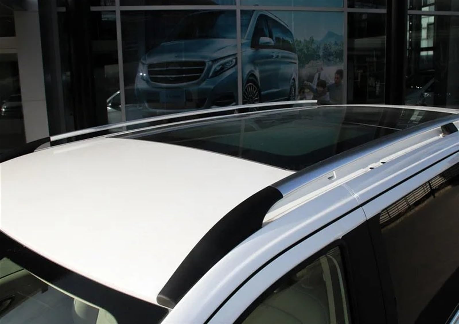 Autodachreling Dachträger Dachgepäckträger Für Benz Für VITO Für V-Klasse V260L W447 2016 2017 2018 2019 2020 2021 2022 2023 2024 2025 Dachgepäckträger Aus Aluminiumlegierung(3430mm Silver) von QIFANB