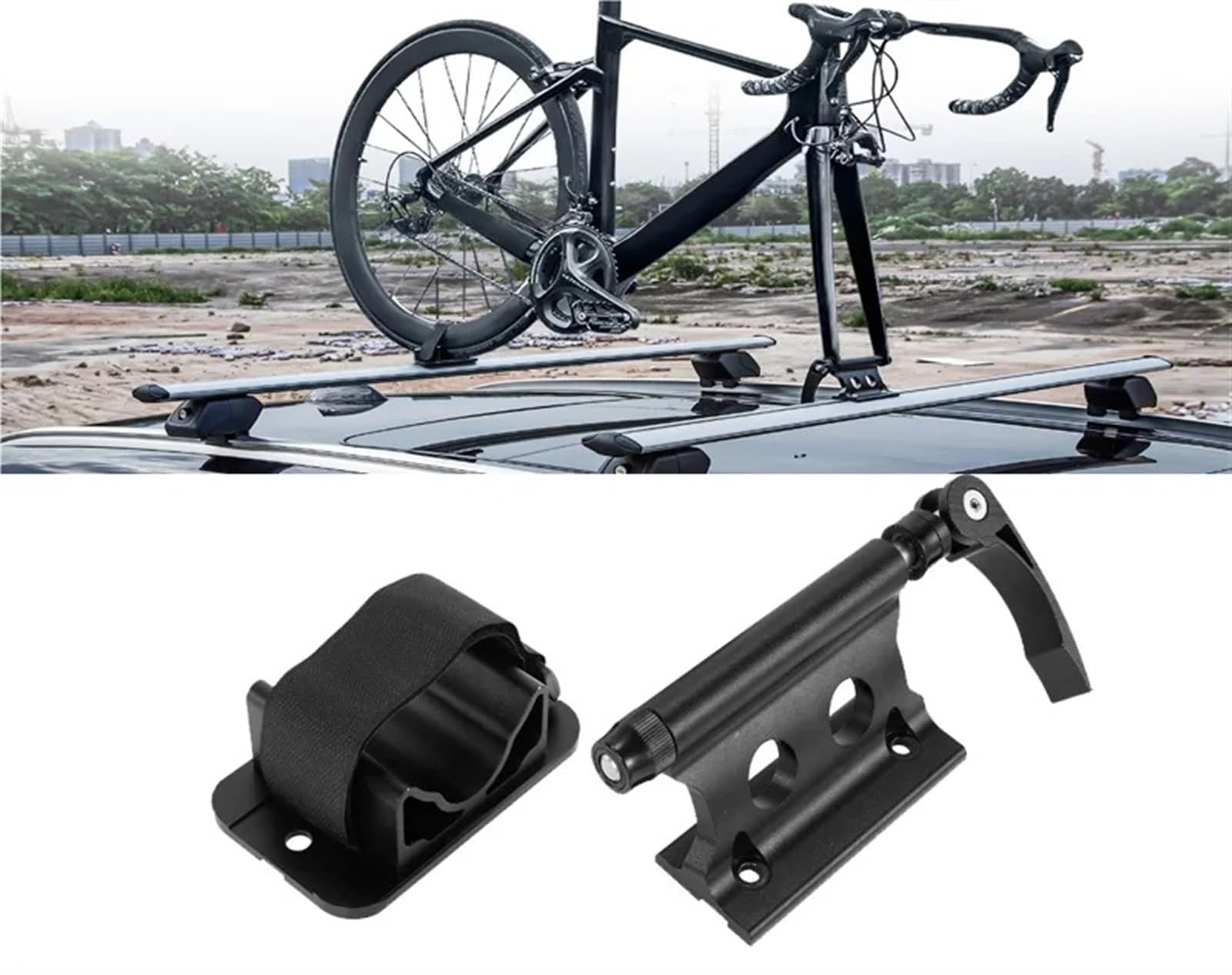 Fahrrad Gabelträger Schnellspanner Vorderradgabelträger + Hinterradhalter Set Dachträger Für Dachfahrradaufbewahrung Universal Dachgepäckträger Aus Aluminiumlegierung Fahrrad Gabelträger Schnellspanner Vorderradgabelträger + Hinterradhalter Set Dachträger Für Dachfahrradaufbewahrung Universal Dachgepäckträger Aus Aluminiumlegierung von QIFANB