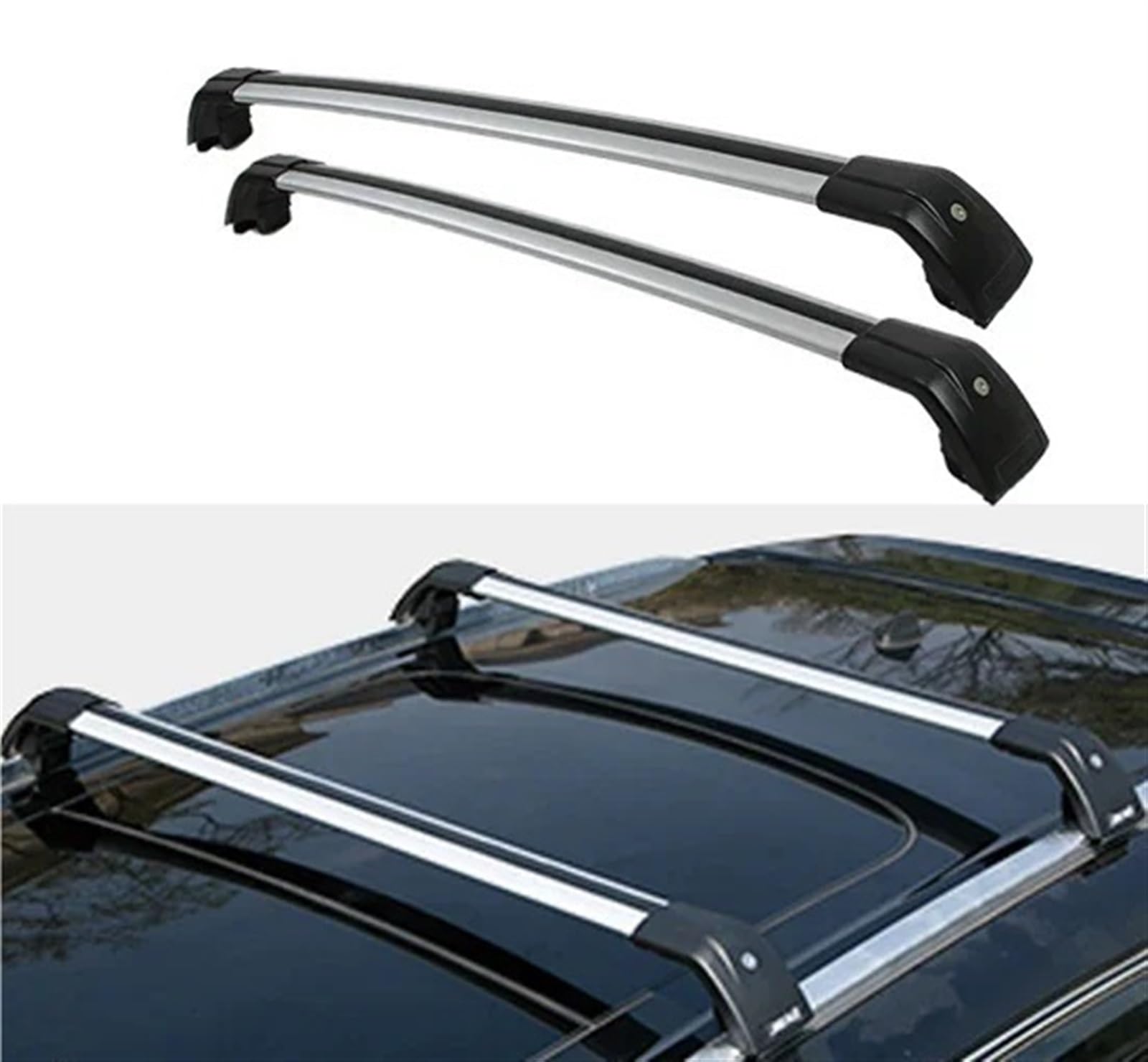 Für Peugeot 5008 2016 2018 2019 2022 2 Stücke Dachträger Aluminiumlegierung Seitenstangen Kreuzschienen Dachträger Gepäckträger Dachgepäckträger Aus Aluminiumlegierung(Black Silver) von QIFANB