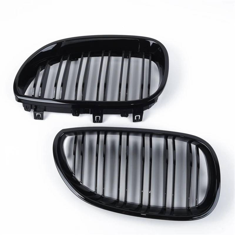 Haube Mesh Kühlergrill 1 Paar Für E60 E61 5 Serie 2003 2004 2005 2006 2007 2008 2009 2010 Vorne Niere Grill Doppel Lamelle Doppel Linie Kühlergrill Coupe von QIFANB