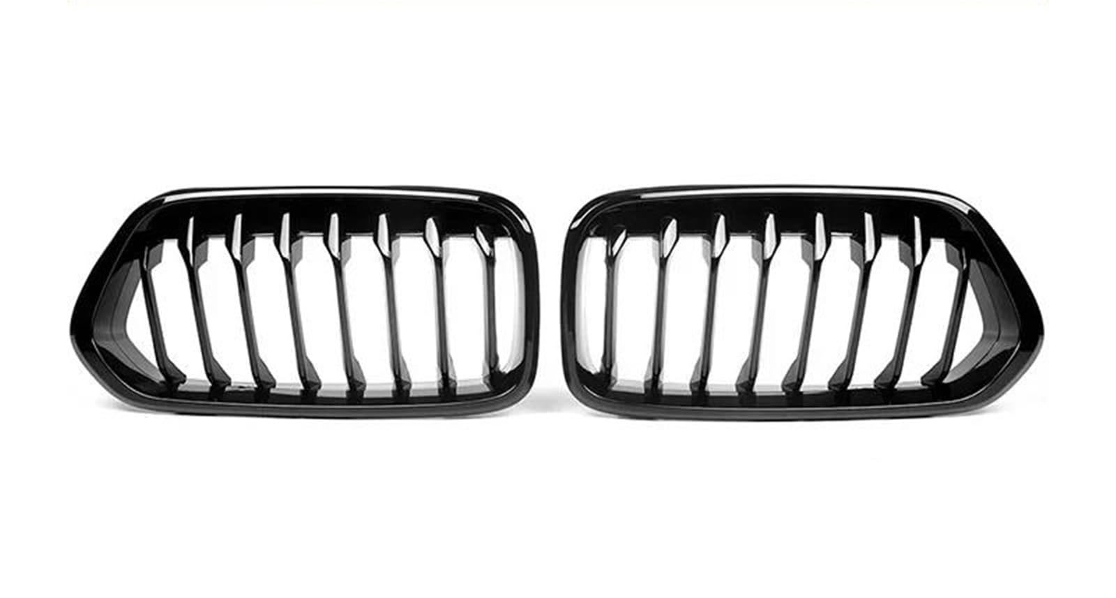 Haube Mesh Kühlergrill 2 Stücke Auto Vorderen Stoßfänger Nierengitter Piano Black Racing Grills Autozubehör Für X2 Serie F39 2018 2019 2020 2021 2022 2023(Dual Gloss Black) von QIFANB