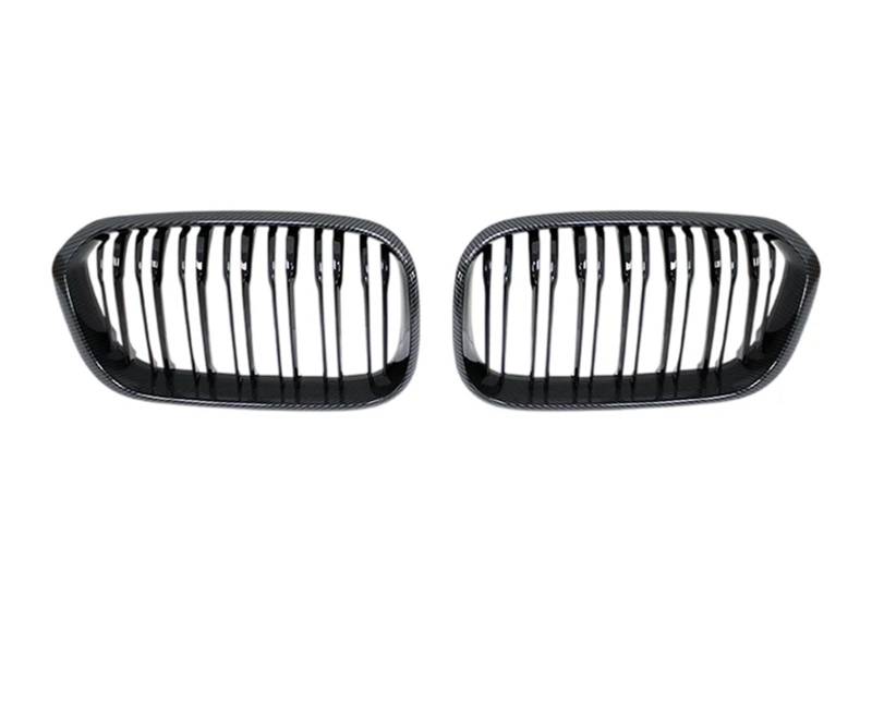 Haube Mesh Kühlergrill Auto Front Stoßstange Gitter Nieren Racing Grill Doppel Lamellen Kühlergrill Für F20 F21 118i 120i 125i 116i 2015 2016 2017 2018 2019(Double Line Carbon Look) von QIFANB