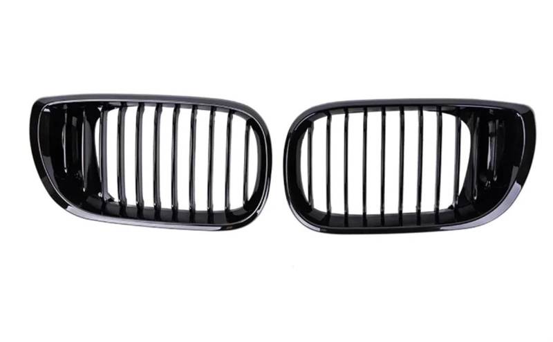 Haube Mesh Kühlergrill Auto Frontstoßstange Racing Grille 1 Paar Einzellamellen Nierengrill Für 3er E46 Limousine 4 Türer 320i 350i 2002 2003 2004 2005(Glossy Black) von QIFANB