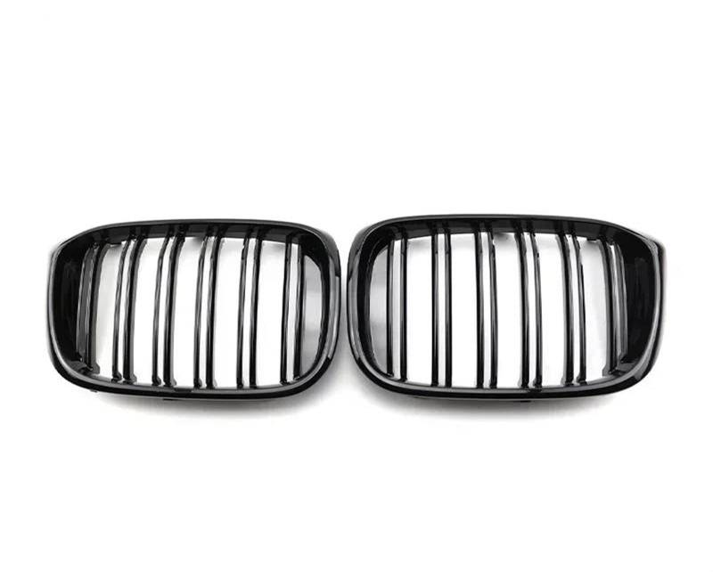 Haube Mesh Kühlergrill Auto-Frontstoßstangengitter, Einzel- Und Doppellinie, Schwarz Glänzend, Carbon-Renngitter, Auto-Styling Für X3 G01 G08 Für X4 G02 2019 2020 2021(Dual Gloss Black) von QIFANB