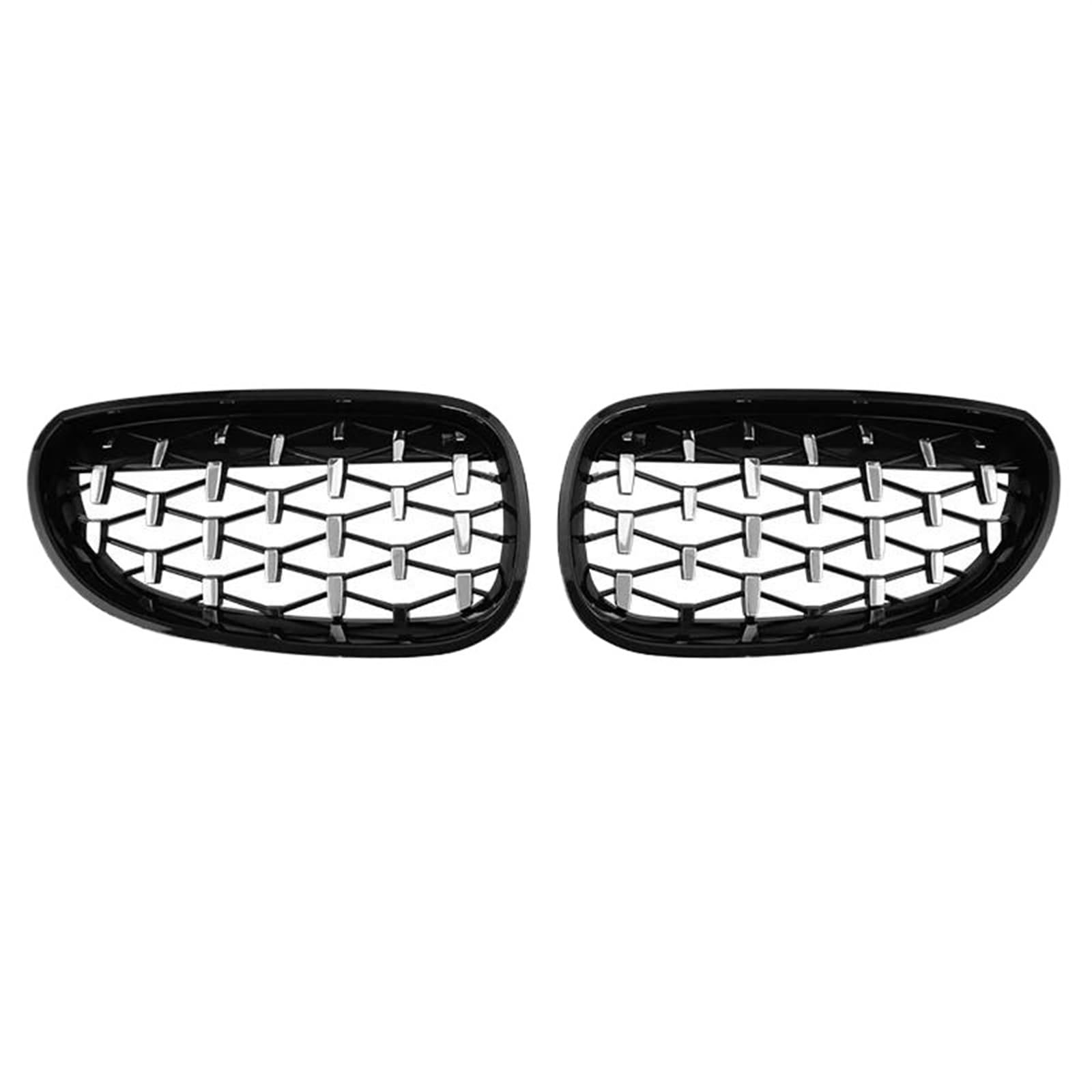 Haube Mesh Kühlergrill Auto Frontstoßstangengrill Für E60 E61 550i 535i 2004 2005 2006 2007 2008 2009 Nieren-Racing-Grill, Schwarzer Rahmen, Silberne Grills(Black Silver) von QIFANB