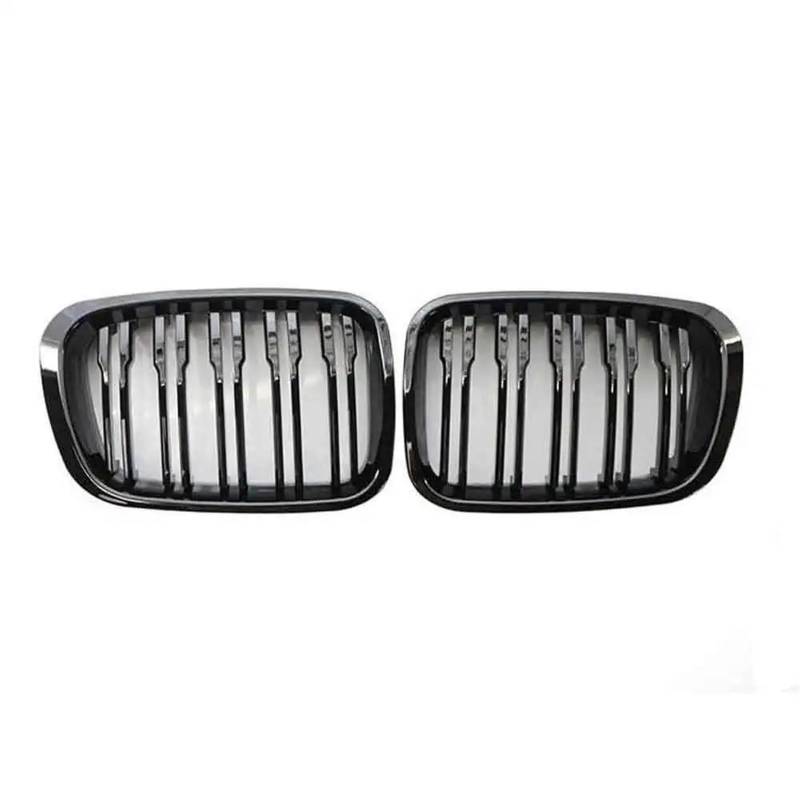 Haube Mesh Kühlergrill Doppellinien-Nierengrill Für E46 3er-Serie 325i 330i 323i 4-Türer 1998 1999 2000 2001 2002 Autozubehör(Gloss Black) von QIFANB