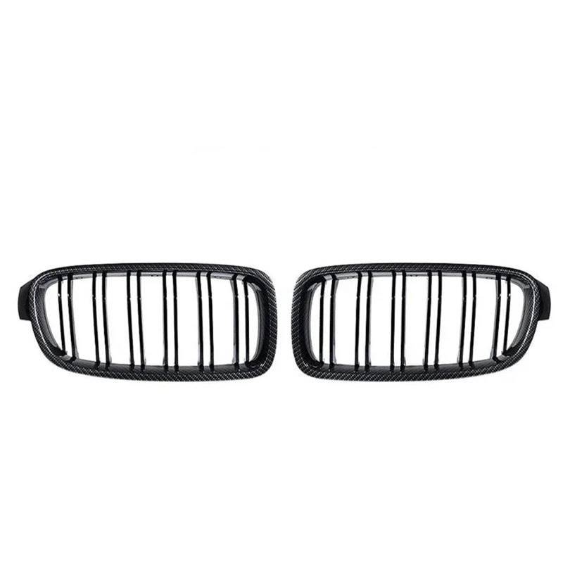 Haube Mesh Kühlergrill Front Grillz Piano Black Dual Line Nierengrill Für 3er F30 F31 Grill 2012 2013 2014 2015 2016 2017 2018 2019 320i 325i 328i(Carbon Look) von QIFANB