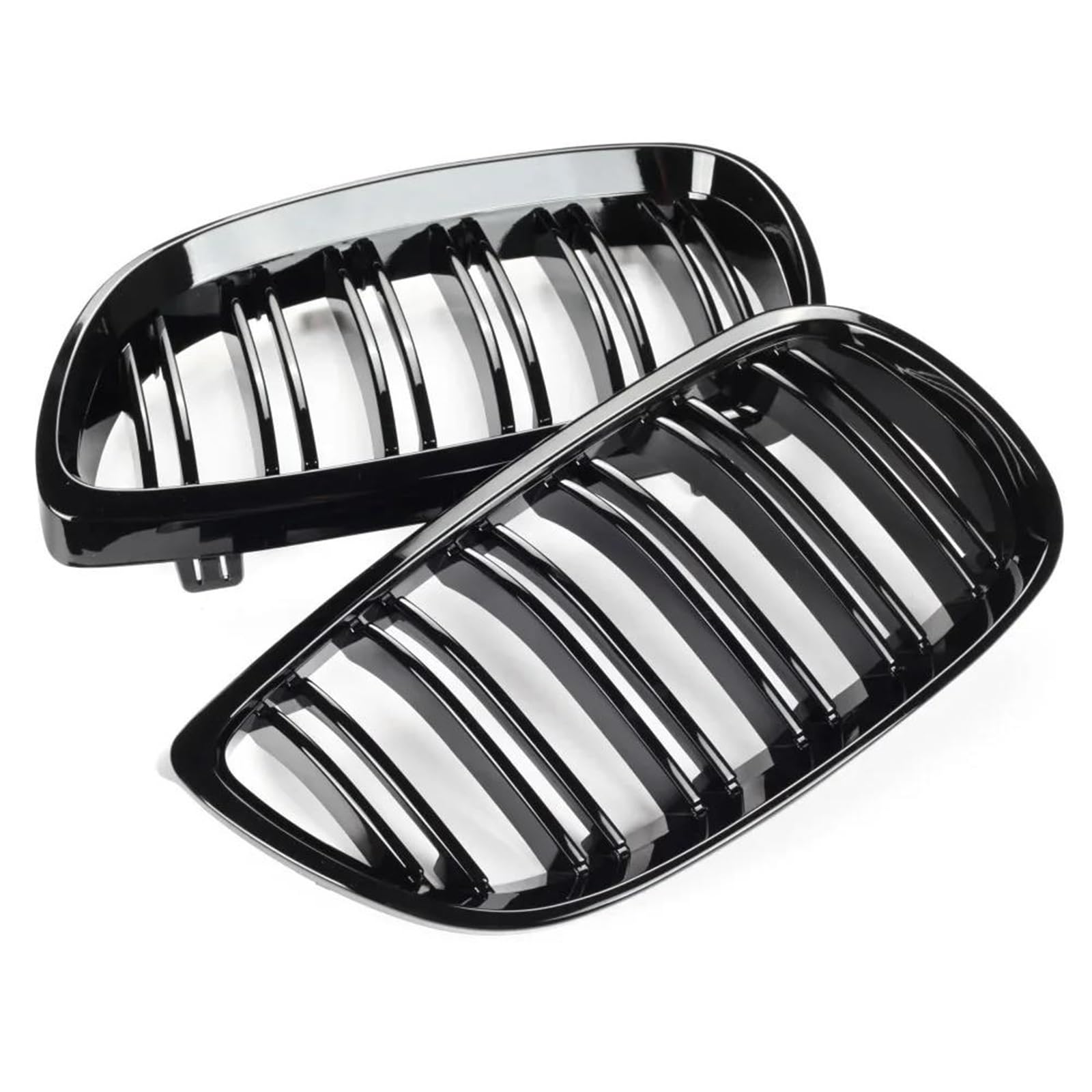 Haube Mesh Kühlergrill Frontstoßstangen-Nierengrill, Schwarz Glänzend, Doppellinien-Kühlergrill, Auto-Styling, Renngitter Für E92 E93, Für M3 2006 2007 2008 2009 von QIFANB