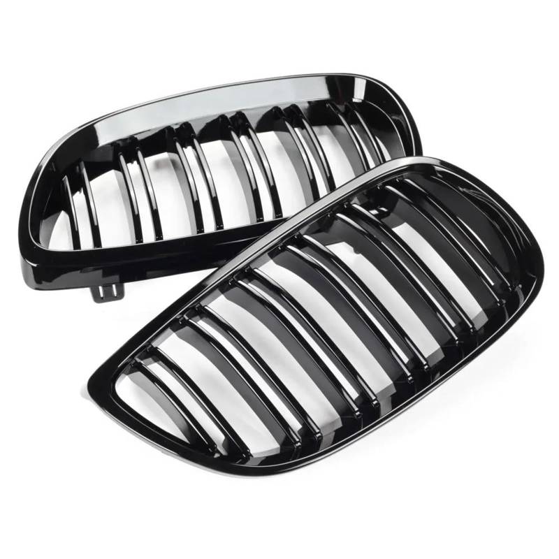 Haube Mesh Kühlergrill Frontstoßstangen-Nierengrill, Schwarz Glänzend, Doppellinien-Kühlergrill, Auto-Styling, Renngitter Für E92 E93, Für M3 2006 2007 2008 2009 von QIFANB
