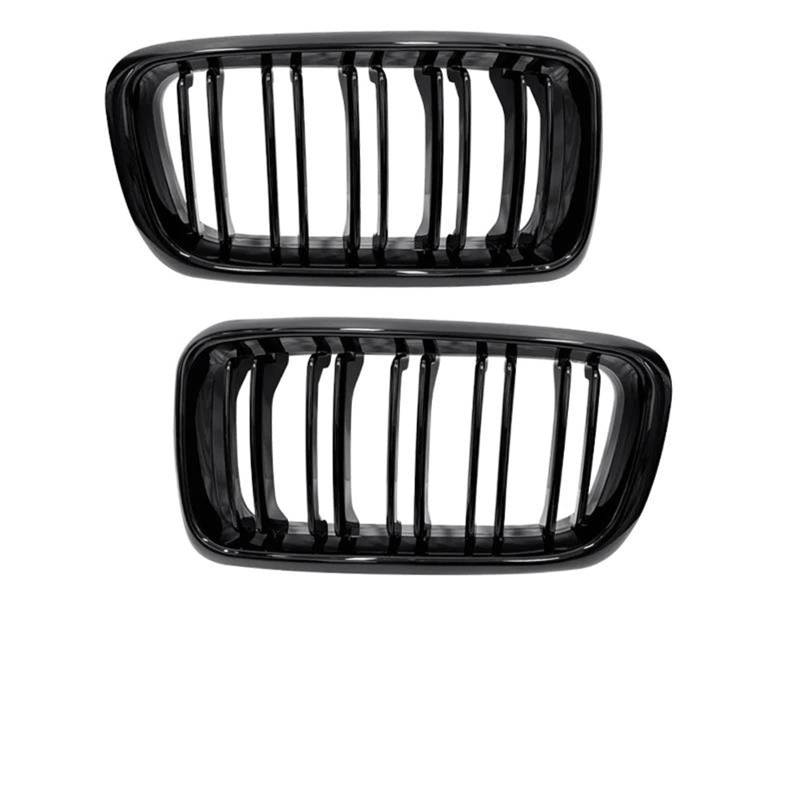 Haube Mesh Kühlergrill Für 7er E38 1994 19995 1996 1997 1998 1999 2000 2001 1 Paar Auto-Renngitter, Glänzend Schwarz, Front-Nieren-Sportgrill, Einzellamellengrill(Dual Slat) von QIFANB