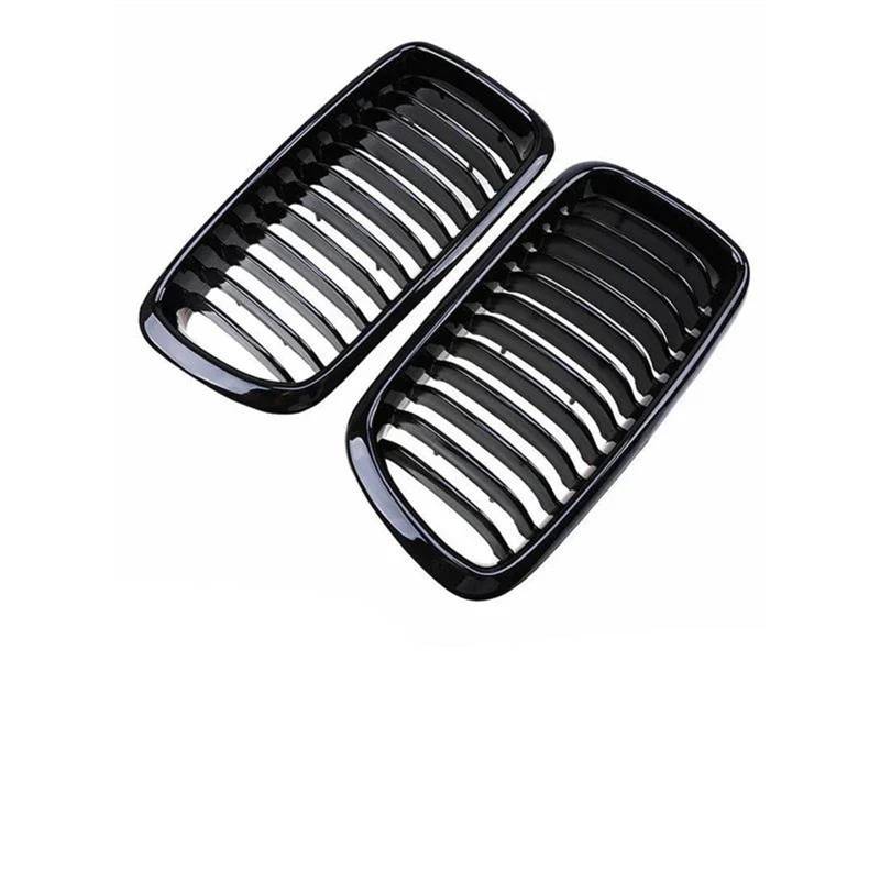 Haube Mesh Kühlergrill Für 7er E38 1994 19995 1996 1997 1998 1999 2000 2001 1 Paar Auto-Renngitter, Glänzend Schwarz, Front-Nieren-Sportgrill, Einzellamellengrill(Single Slat) von QIFANB
