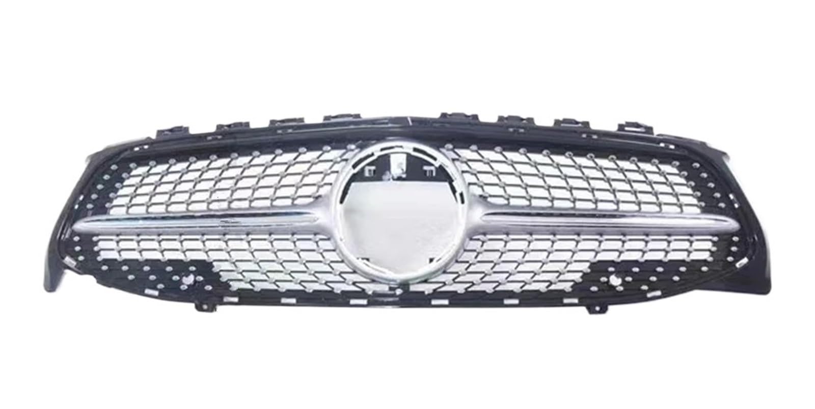 Haube Mesh Kühlergrill Für Benz Für CLA C118 2019 2020 2021 Diamant Center Front Einlass Grille Racing Haube Grill Haube Mesh Refit Tuning Teil(Diamond Silver) von QIFANB
