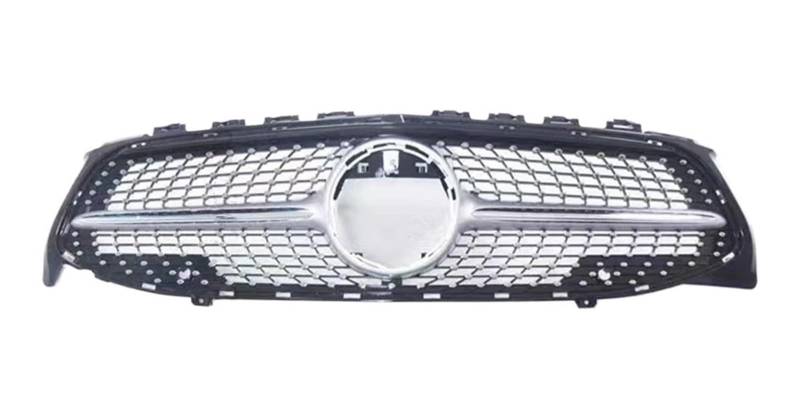 Haube Mesh Kühlergrill Für Benz Für CLA C118 2019 2020 2021 Diamant Center Front Einlass Grille Racing Haube Grill Haube Mesh Refit Tuning Teil(Diamond Silver) von QIFANB