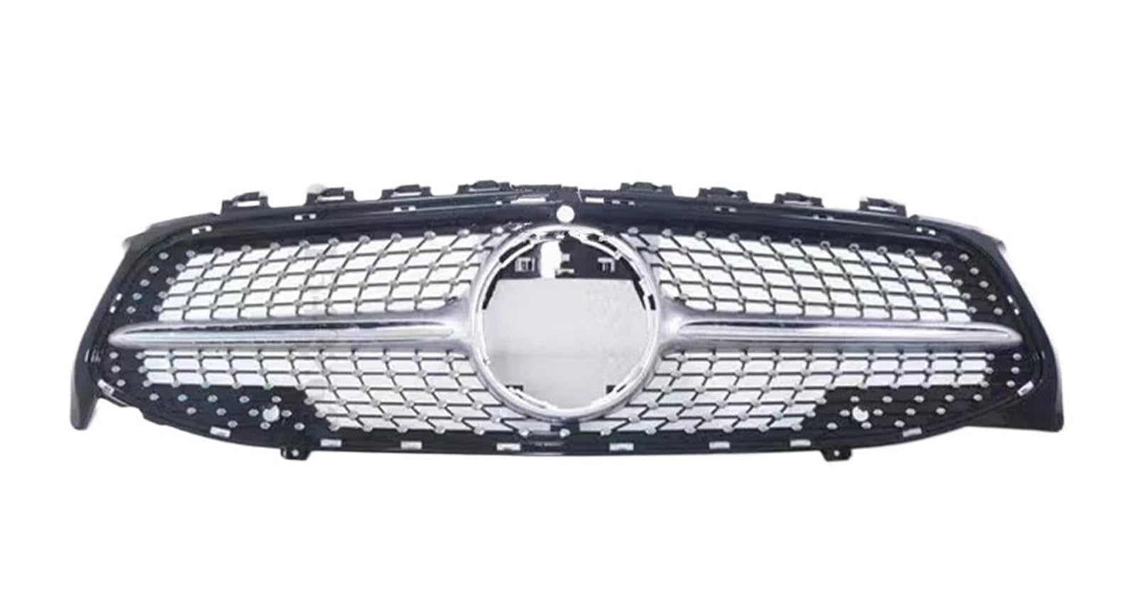 Haube Mesh Kühlergrill Für Benz Für CLA C118 2019 2020 2021 Diamant Center Front Einlass Grille Racing Haube Grill Haube Mesh Refit Tuning Teil(Diamond Silver-Hole) von QIFANB