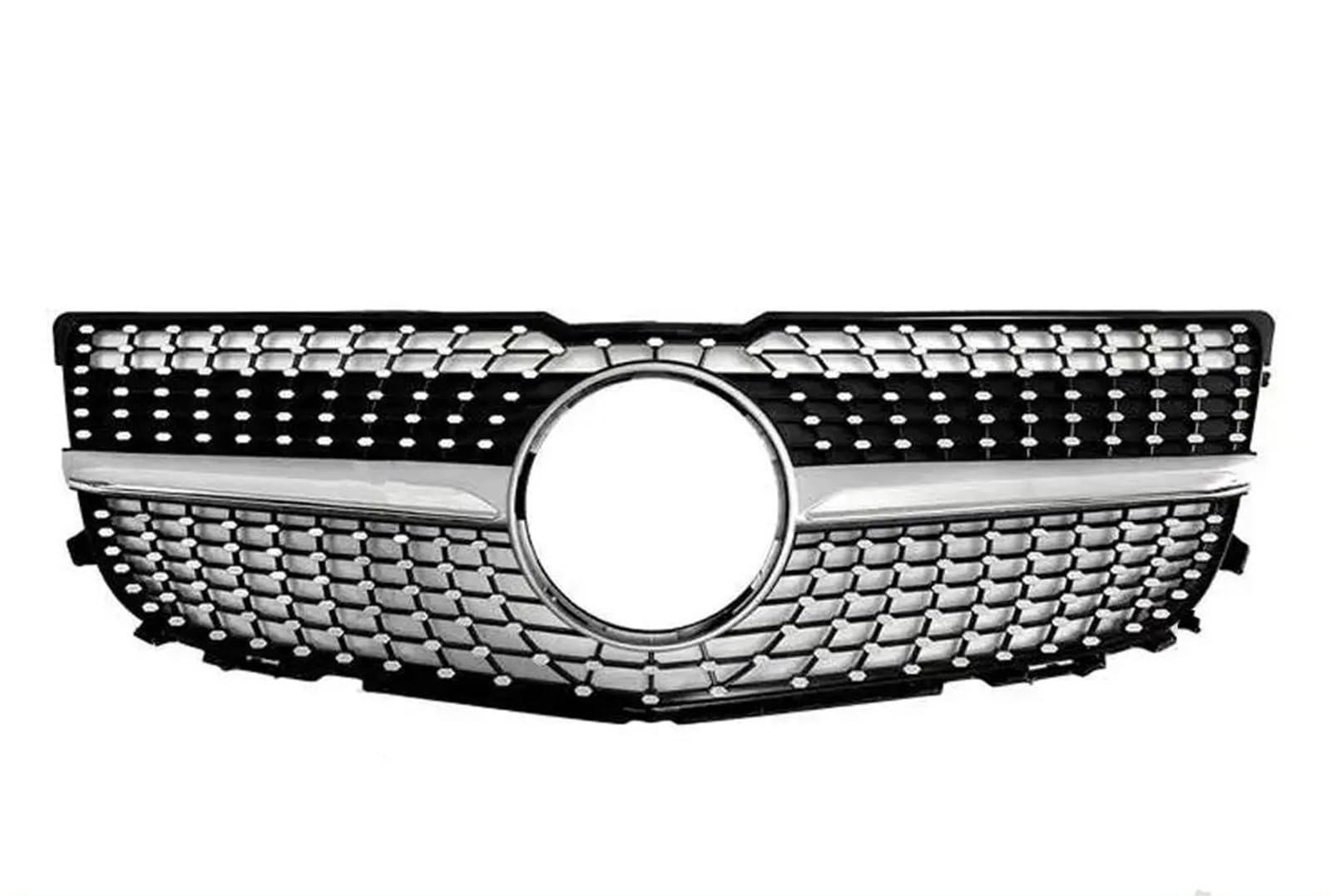 Haube Mesh Kühlergrill Für Benz Für GLK X204 2008 2009 2010 2011 2012 2013 2014 2015 Sport Front Hood Grille Racing Stoßstange Grill(08-12 Diamond Silver) von QIFANB