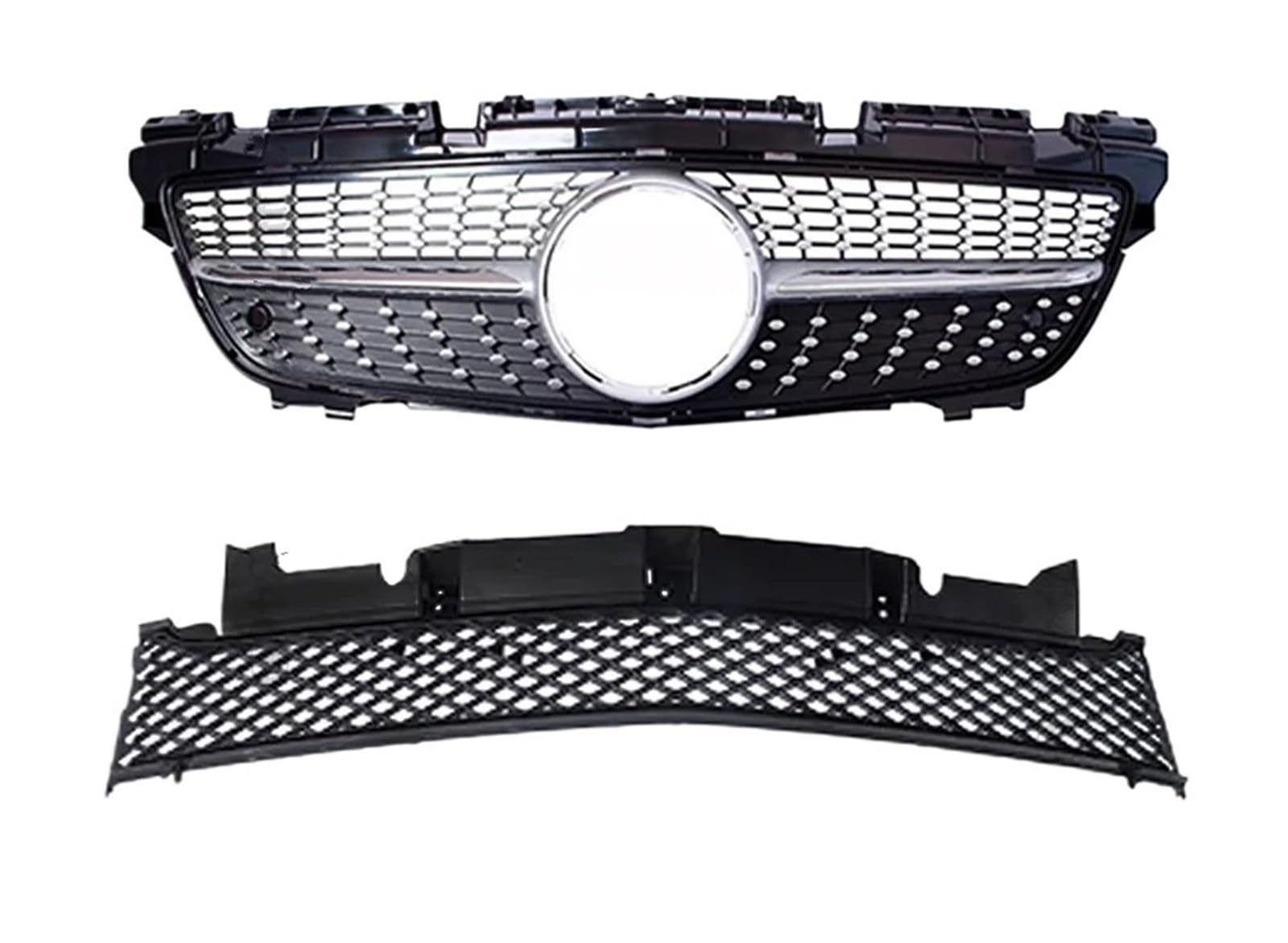 Haube Mesh Kühlergrill Für Benz Für SLK R172 2011 2012 2013 2014 2015 Tuning-Zubehör Diamanthaubengitter Kühlergitter Body Kit Kühlergrill Stoßstangengrill(Diamond Silvery) von QIFANB