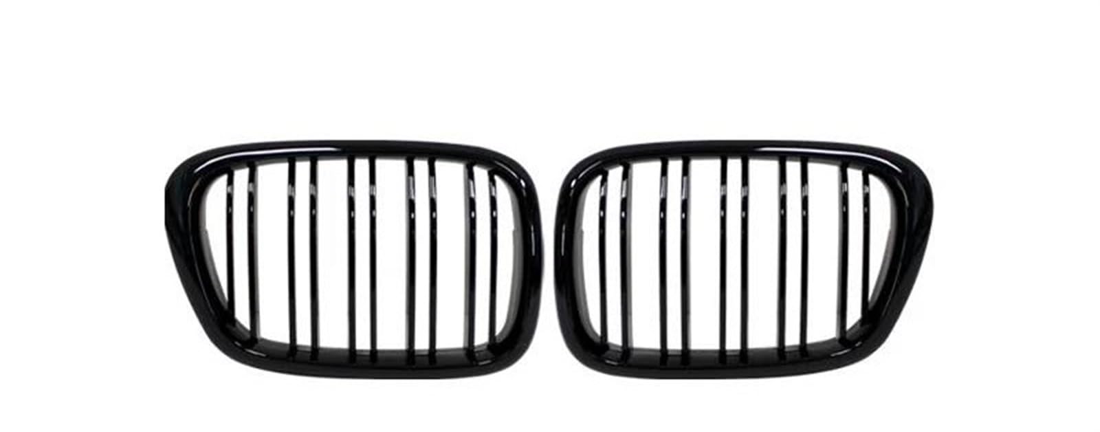 Haube Mesh Kühlergrill Für E39 5 Series 525 528 1997 1998 1999 2001 2002 2003 Kühlergrill Auto Front Hood Grill Nierengitter Racing Grill Dual Line(Gloss Black) von QIFANB