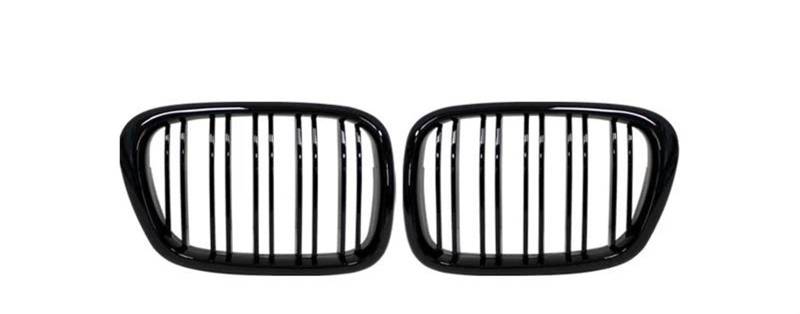 Haube Mesh Kühlergrill Für E39 5 Series 525 528 1997 1998 1999 2001 2002 2003 Kühlergrill Auto Front Hood Grill Nierengitter Racing Grill Dual Line(Gloss Black) von QIFANB