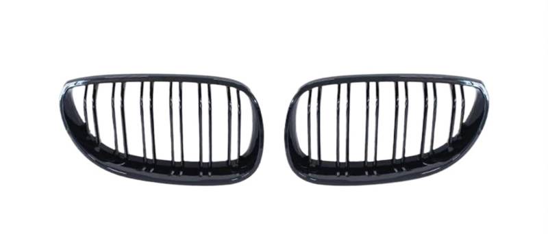 Haube Mesh Kühlergrill Für E60 E61 5 Series 2003 2004 2005 2006 2007 2008 2009 Auto Frontgrill Nieren Racing Grill Gitter Glanz Schwarz Doppel Lamellen(Double Line Black) von QIFANB