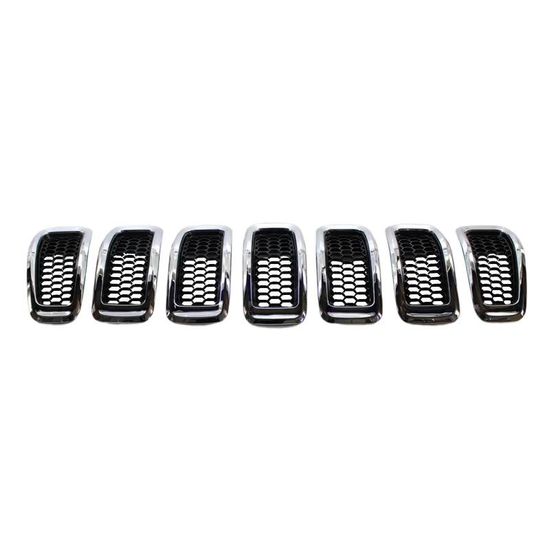 Haube Mesh Kühlergrill Für Jeep Für Cherokee 2014 2015 2016 2017 2018 7 stück Front Grill Einsätze 68303626Ab(Plating Frame) von QIFANB