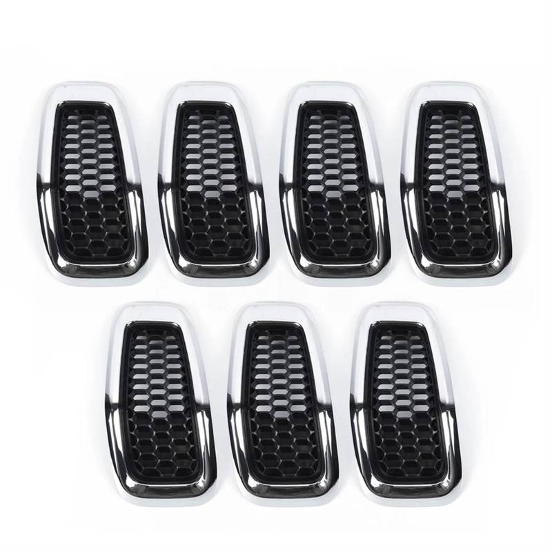 Haube Mesh Kühlergrill Für Jeep Für Cherokee 2014 2015 2016 2017 2018 Front Schwarz Kühlergrill Einsätze Abdeckungen Glanz 7X Front Einsatz Mesh Kühlergrill Trim Abdeckung von QIFANB