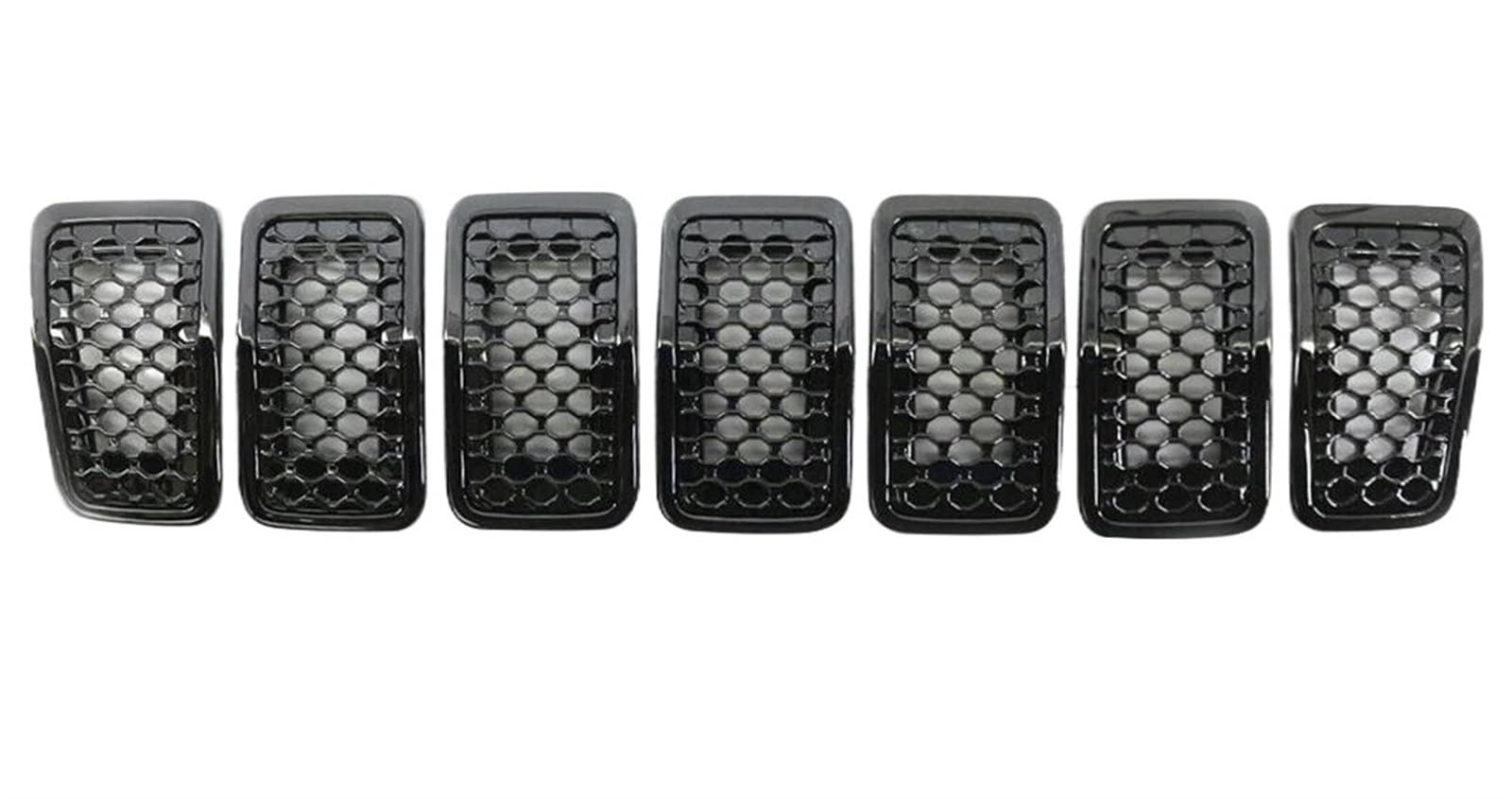 Haube Mesh Kühlergrill Für Jeep Für Cherokee 2019 2020 2021 2022 6AZ88DX8AB 6FM74SZ0AB 68323773AB 7-teiliges Frontgitter-Einsatz-Abdeckungs-Trimm-Schwarzglanz von QIFANB