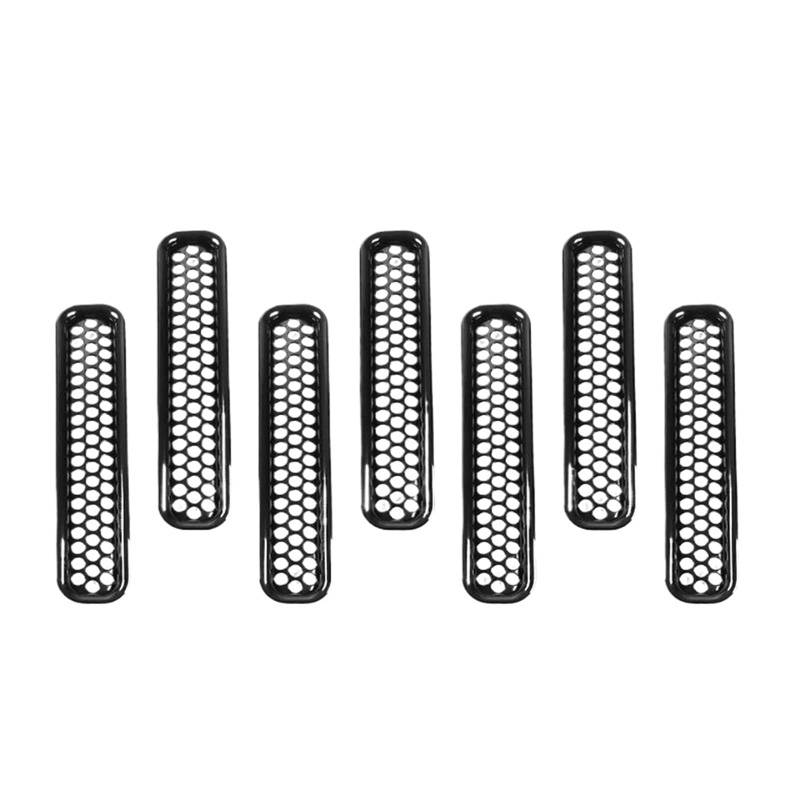 Haube Mesh Kühlergrill Für Jeep Für Wrangler Für TJ 1997 1998 1999 2000 2001 2002 2003 2004 2005 2006 Auto Kühlergrill Mesh Fronteinsatz Racing Grills Dekoration Abdeckung(Schwarz) von QIFANB