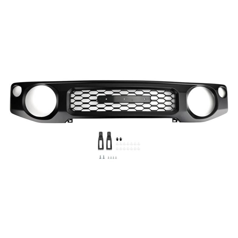 Haube Mesh Kühlergrill Für Suzuki Für Jimny JB74 2019 2020 2021 2022 2023 Honeycomb Frontstoßstangengrill Grau/Schwarz Autozubehör(Schwarz) von QIFANB