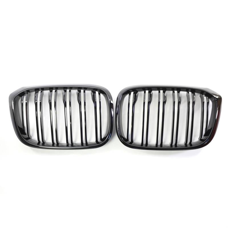 Haube Mesh Kühlergrill Glänzend Schwarz Doppel Lamellen Racing Grills Für G01 G0G08 Für XFür X18 19 Auto Vorderen Stoßfänger Nieren Kühlergrill von QIFANB