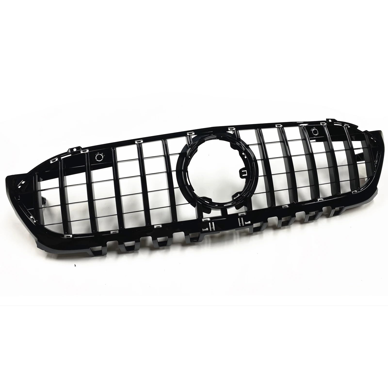 Haube Mesh Kühlergrill Kühlergrill, Obere Stoßstangenhaube, Netzgrillgitter Für Benz Für A-Klasse W177 A180 A200 A250 A45 Für AMG 2019 2020 2021 2022(Schwarz) von QIFANB