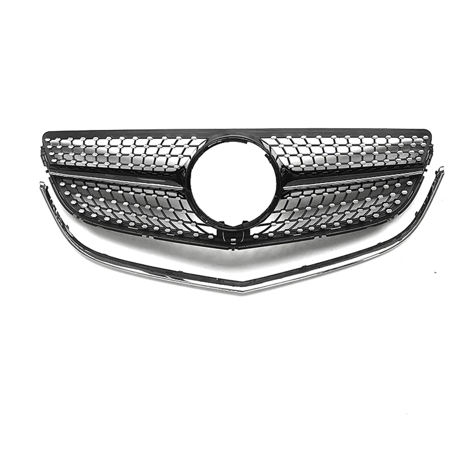 Haube Mesh Kühlergrill Oberer Kühlergrill, Schwarz/Silber, Frontstoßstangen-Haubengitter Für Benz E-Klasse Coupe C207 A207 W207 2014-2017 E250 E400 2 Türen(Silber) von QIFANB