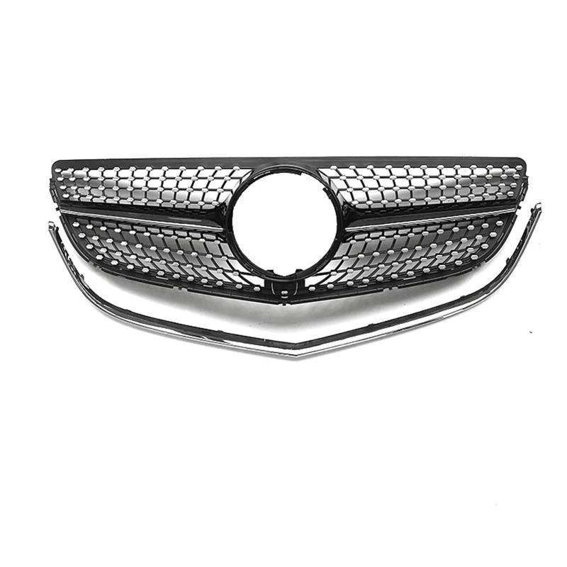 Haube Mesh Kühlergrill Oberer Kühlergrill, Schwarz/Silber, Frontstoßstangen-Haubengitter Für Benz E-Klasse Coupe C207 A207 W207 2014-2017 E250 E400 2 Türen(Silber) von QIFANB
