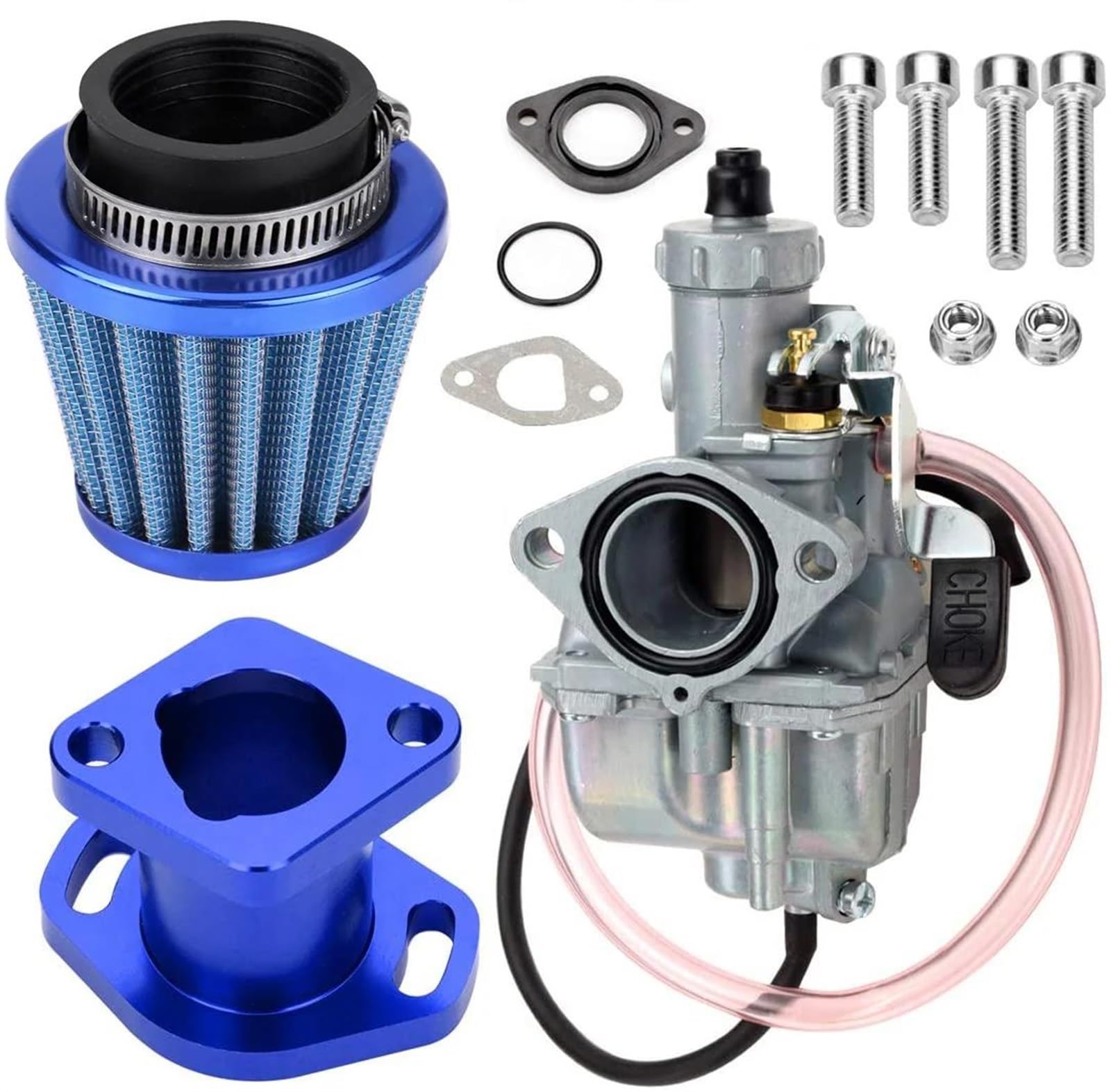 Kraftstoff System Vergaser Für Mikuni Für VM22 Für Predator 212cc Für GX200 196cc Für Mini Bike Go Kart Racing Vergaser Carb Mainfold Luftfilter(Blau) von QIFANB