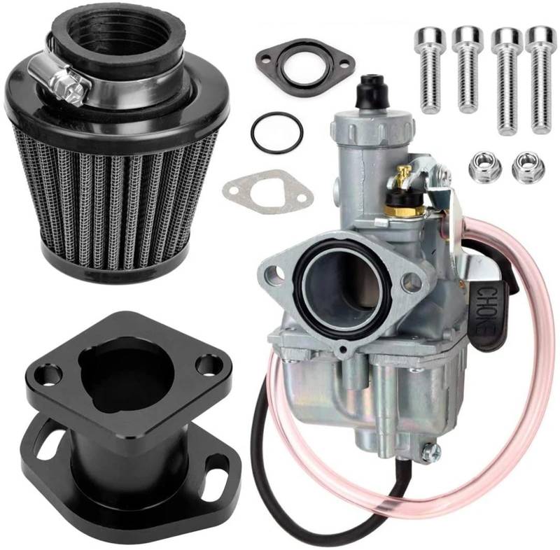 Kraftstoff System Vergaser Für Mikuni Für VM22 Für Predator 212cc Für GX200 196cc Für Mini Bike Go Kart Racing Vergaser Carb Mainfold Luftfilter(Schwarz) von QIFANB
