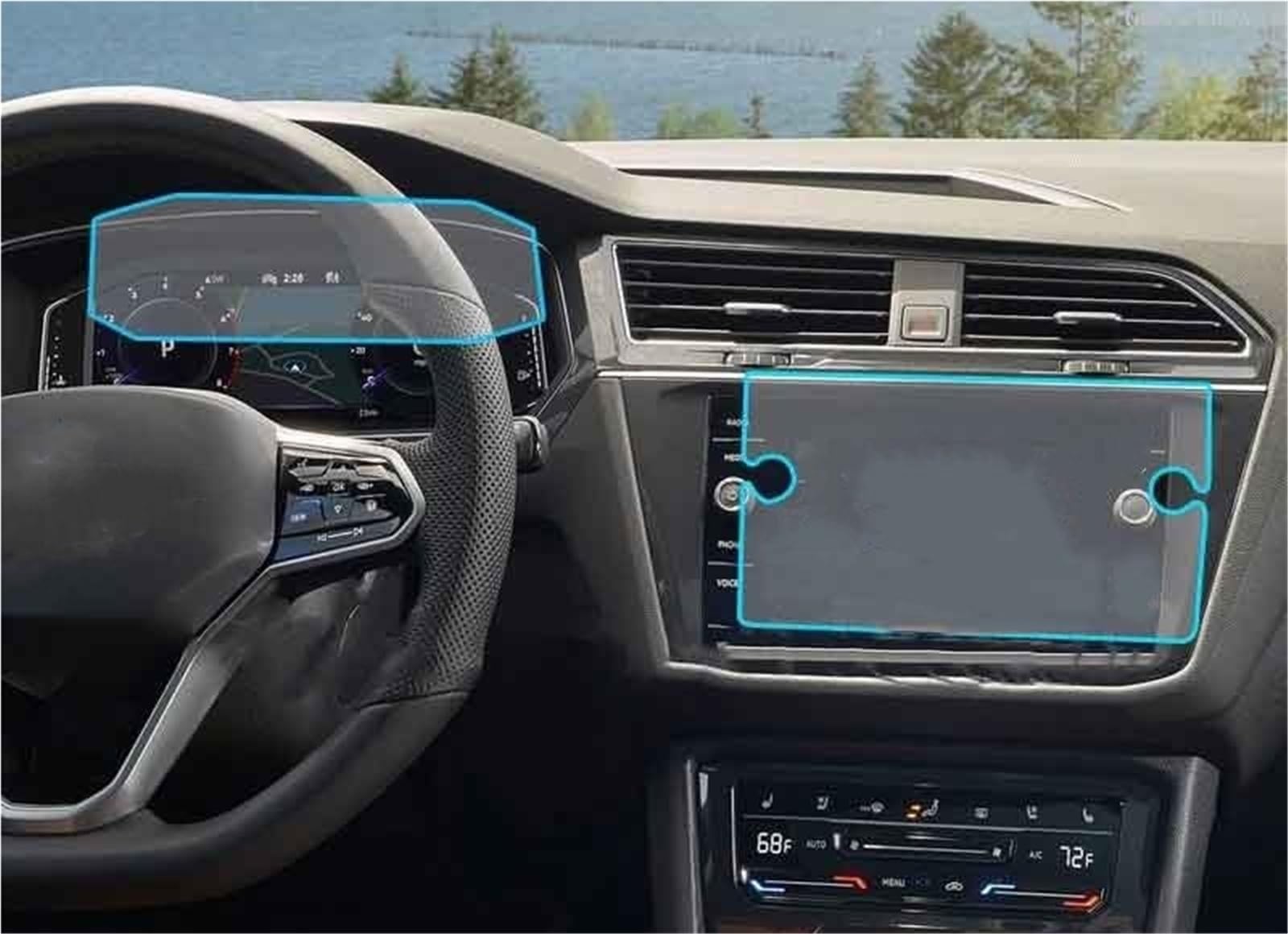 Navigator Bildschirm Displayschutz Auto Navigation Dashboard Gehärtetem Glas LCD Screen Schutz Film Innen Zubehör Aufkleber Für VW Für Tiguan 2021 2022(1 Set.) von QIFANB