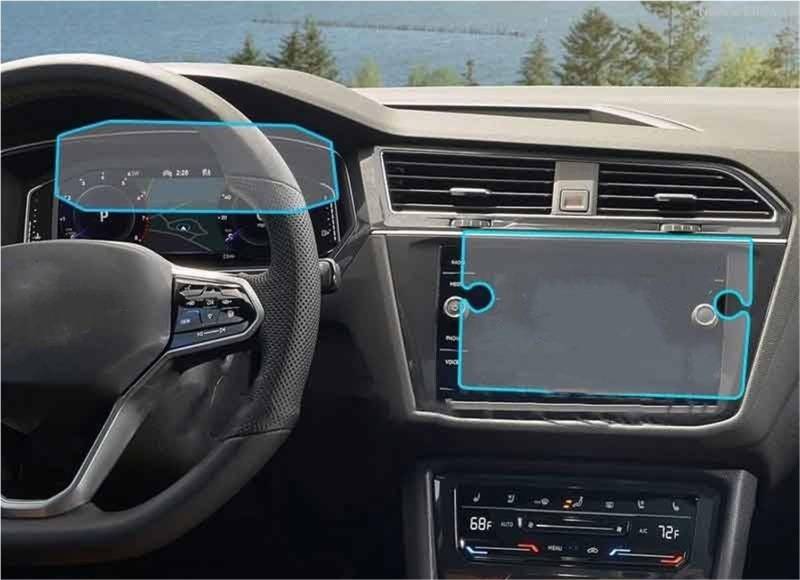Navigator Bildschirm Displayschutz Auto Navigation Dashboard Gehärtetem Glas LCD Screen Schutz Film Innen Zubehör Aufkleber Für VW Für Tiguan 2021 2022(1 Set.) von QIFANB