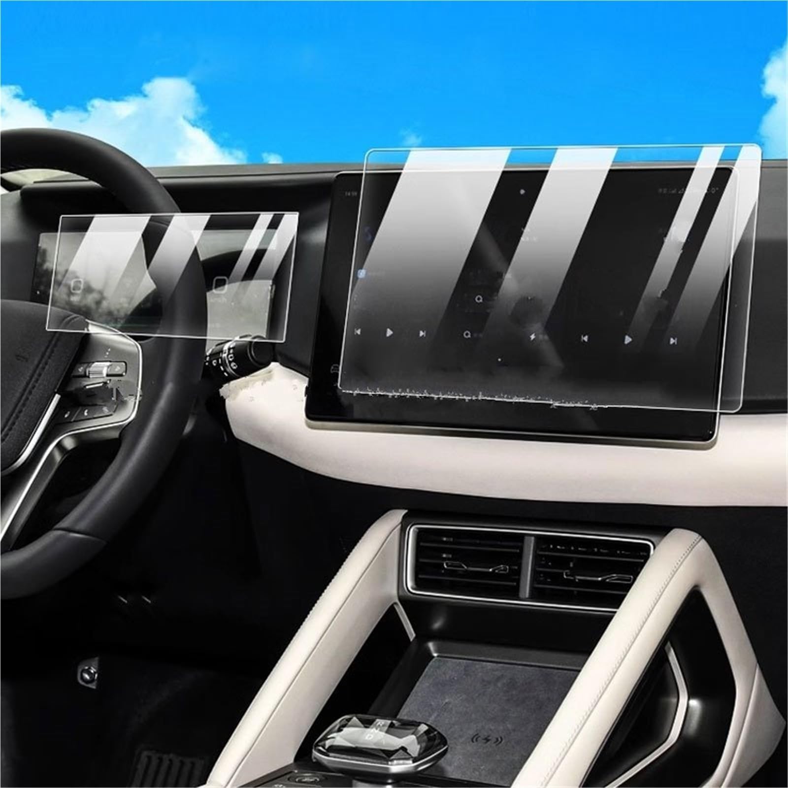 Navigator Bildschirm Displayschutz Für BYD Für Yuan Up 2024 Auto-GPS-Navigation Und Instrumenten-Kratzschutzzubehör Gehärteter Glas-Displayschutzfilm(12.8inch 1set) von QIFANB