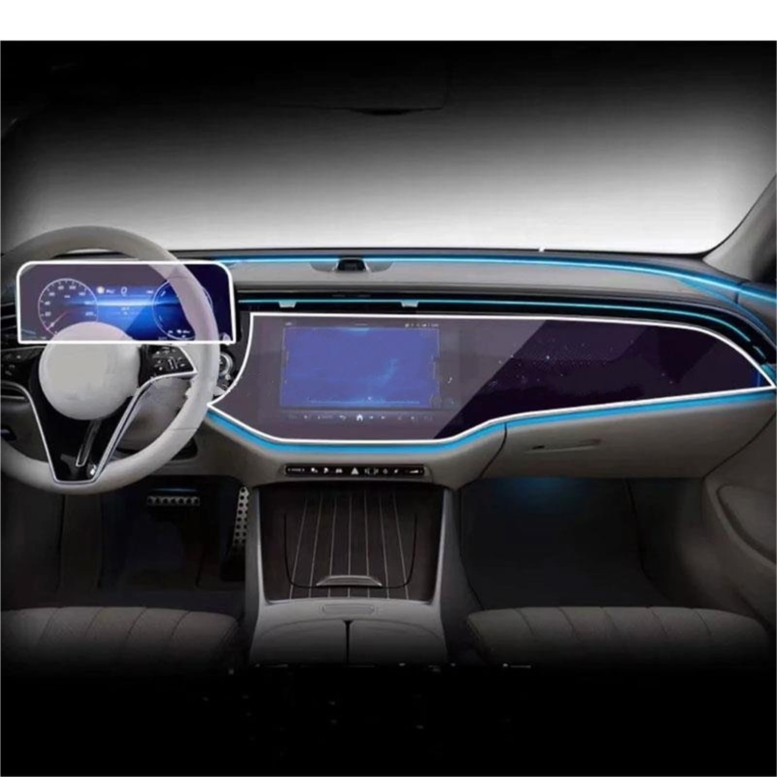 Navigator Bildschirm Displayschutz GPS-Navigation Und Armaturenbrett-Touchscreen, Kratzfest, TPU-Schutzfolie Für Benz E300 L Luxury 2024(Left Hand Drive) von QIFANB