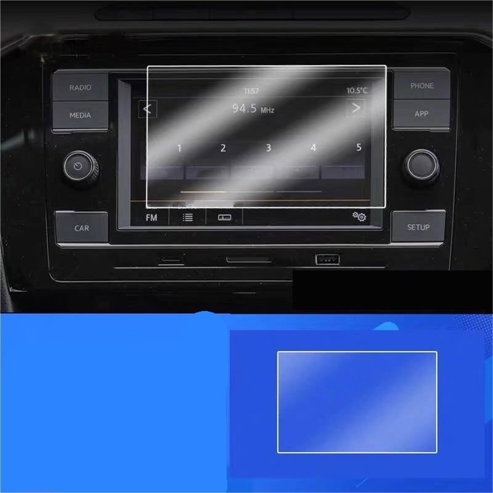 Navigator Bildschirm Displayschutz Gehärtetes Glas Auto Navigation Displayschutzfolie LCD Display Film Armaturenbrett Panel Abdeckung Für VW Für T-ROC 2018 2019 2020(6.5 inch) von QIFANB