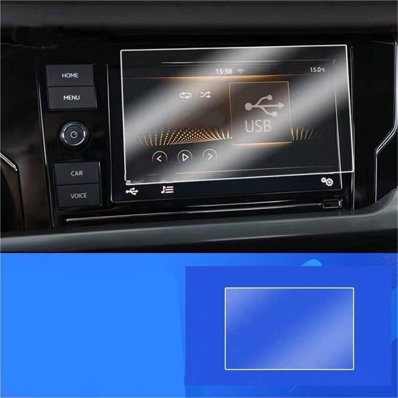 Navigator Bildschirm Displayschutz Gehärtetes Glas Auto Navigation Displayschutzfolie LCD Display Film Armaturenbrett Panel Abdeckung Für VW Für T-ROC 2018 2019 2020(8 inch Without Hole) von QIFANB