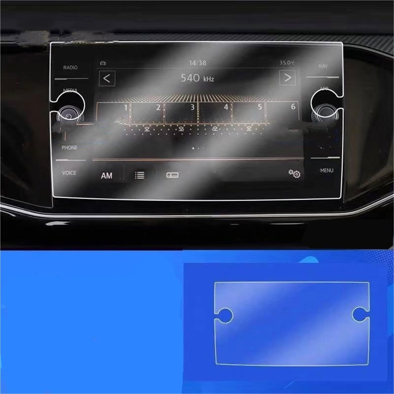 Navigator Bildschirm Displayschutz Gehärtetes Glas Auto Navigation Displayschutzfolie LCD Display Film Armaturenbrett Panel Abdeckung Für VW Für T-ROC 2018 2019 2020(8 inch with Hole) von QIFANB