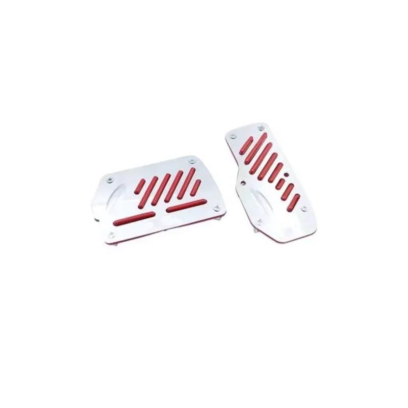 Auto Pedal Abdeckung Auto Pedal Abdeckung Set Kit Pedali 2/3 stücke Universal Anti-Rutsch Aluminium Manuelle Übertragungugang Pedalkappen(Automatic Red) von QILINGS