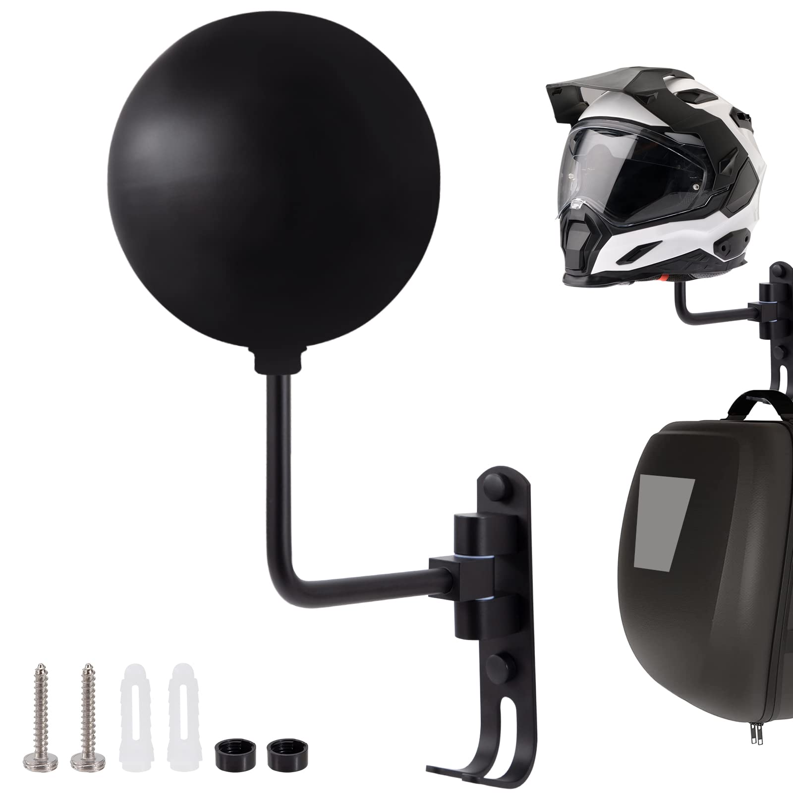 Helmhalter Wandmontage Motorradhelmhalter Helm Ständer mit 180° Drehung und Haken für Motorradhelm Fahrradhelm Baseball Helmen von QIMEI-SHOP