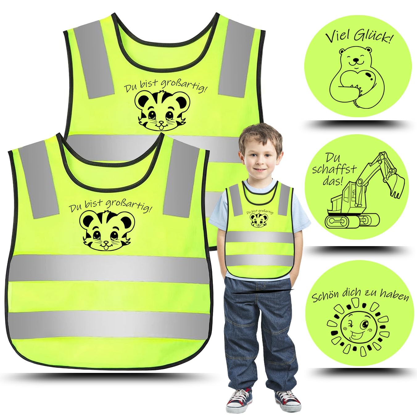 QIMMU Warnweste Kinder, 2 Stück Warnwesten Auto Kinder, 360 Grad Reflektierende Warnwesten, Sicherheitsweste Kinder QIMMU Warnweste Kinder, 2 Stück Warnwesten Auto Kinder, 360 Grad Reflektierende Warnwesten, Sicherheitsweste Kinder von QIMMU