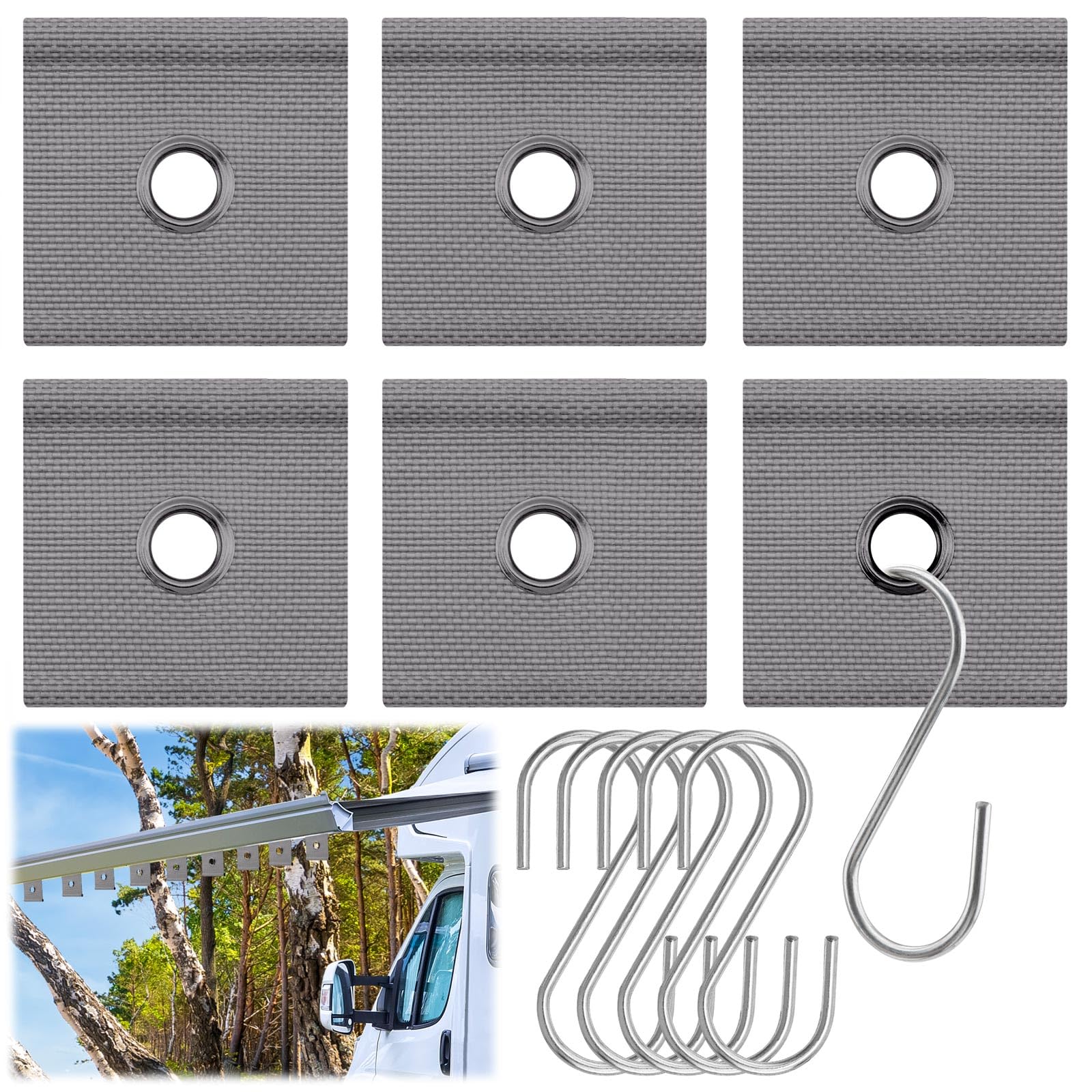 6 Stück Wohnmobil Markisenhaken Kederschiene Haken Kederleisten Haken Kederleiste Kederschienenhaken mit S Haken für Kederschiene 5/6mm 7/8mm, Kederöse für Kederschiene Zur Wohnmobil Wohnwagen (Grau) 6 Stück Wohnmobil Markisenhaken Kederschiene Haken Kederleisten Haken Kederleiste Kederschienenhaken mit S Haken für Kederschiene 5/6mm 7/8mm, Kederöse für Kederschiene Zur Wohnmobil Wohnwagen (Grau) von QINGHEC