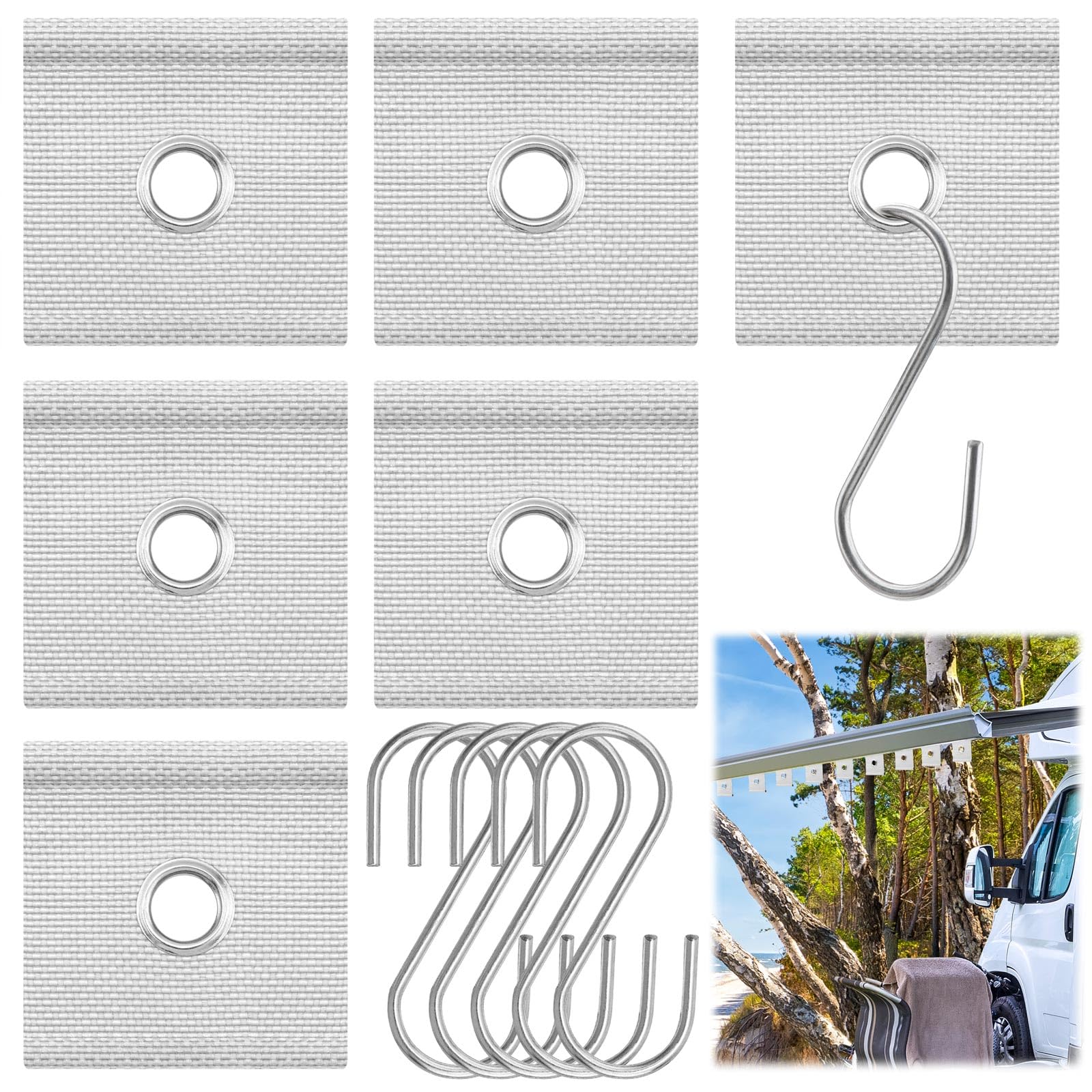 QINGHEC 6 Stück Wohnmobil Markisenhaken,Kederschiene Haken,Kederleisten Haken,Markise Caravan Haken mit S Haken für Kederschiene 5/6mm 7/8mm, Kederöse für Kederschiene Zur Wohnmobil Wohnwagen (Weiß) QINGHEC 6 Stück Wohnmobil Markisenhaken,Kederschiene Haken,Kederleisten Haken,Markise Caravan Haken mit S Haken für Kederschiene 5/6mm 7/8mm, Kederöse für Kederschiene Zur Wohnmobil Wohnwagen (Weiß) von QINGHEC