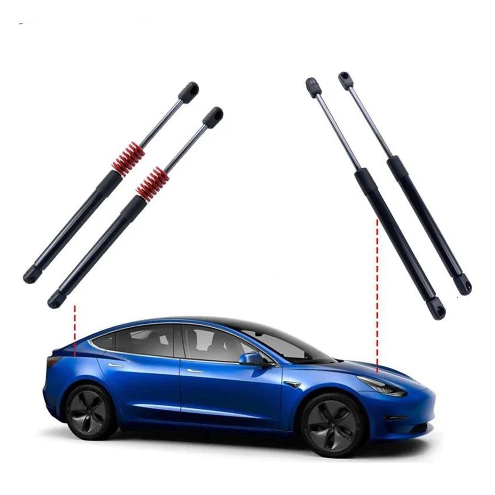 Heckklappendämpfer 2 Stücke Vorne/Hinten Für Tesla Für Modell 3 2017 2018 2019 Auto Kofferraum Motor HeckklappeBoot Gas Frühling Schock Hubstreben Gasfeder Stoßdämpfer(Front and Rear) von QINGHUAWANG